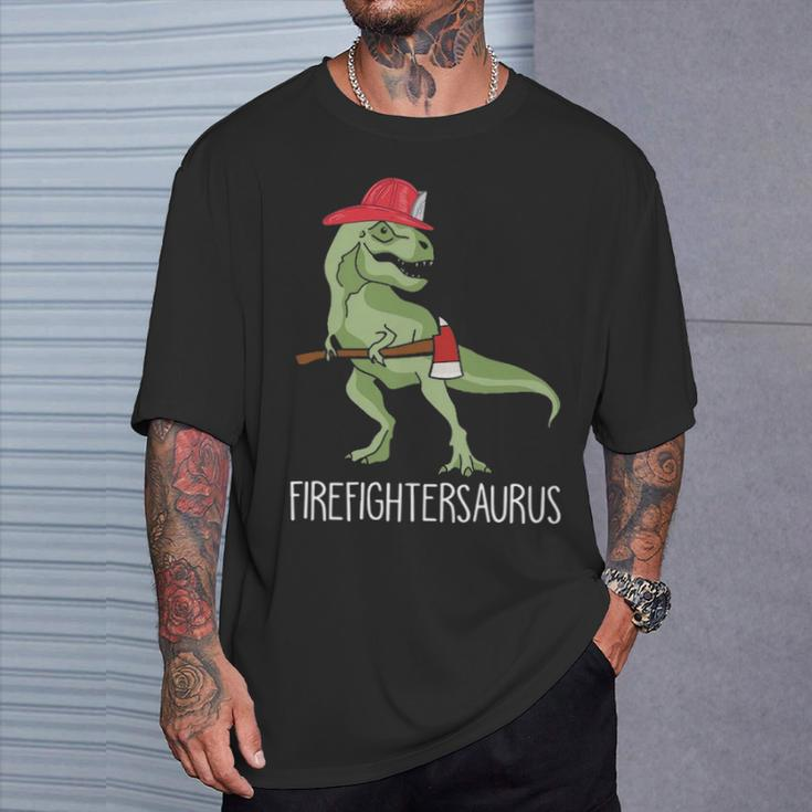 Firefighter Saurus T-Shirt Gifts for Him