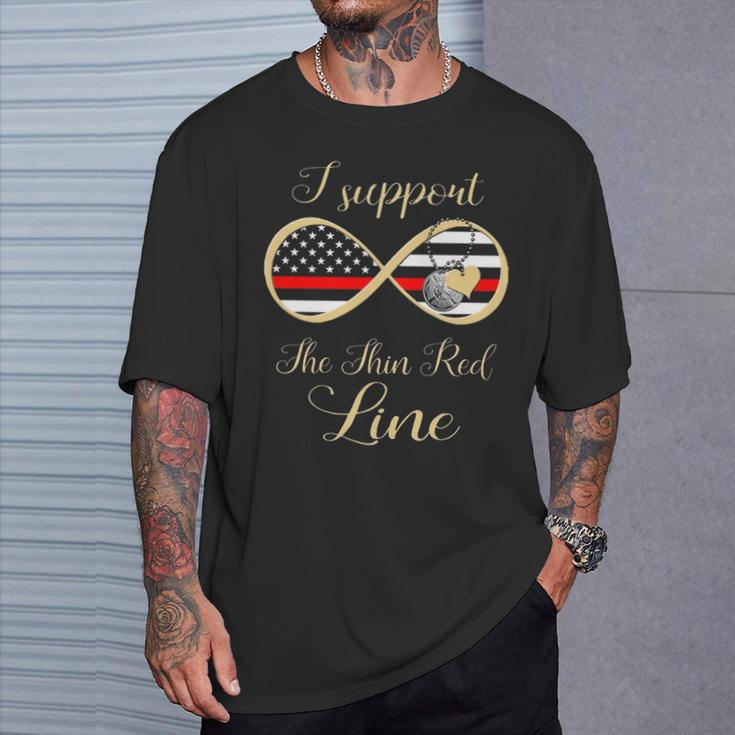 Firefighter I Support The Thin Red Line T-Shirt Gifts for Him