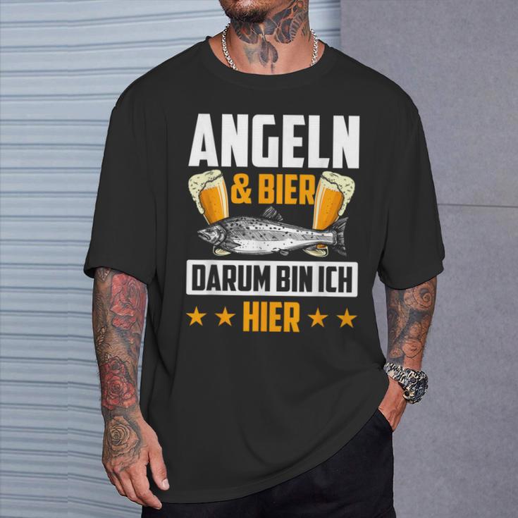 Fischen & Bier Darum Bin Ich Hier Fischen T-Shirt Geschenke für Ihn