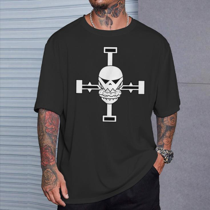 Fitness T-Shirt für Herren mit Totenkopf und Hanteln Motiv, Kraftsport Tee Geschenke für Ihn