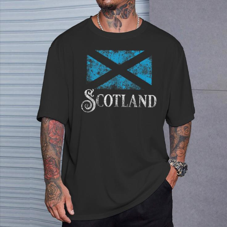 Flag Of Scotland Scottish Pride Flag Vintage Distressed T-Shirt Gifts for Him