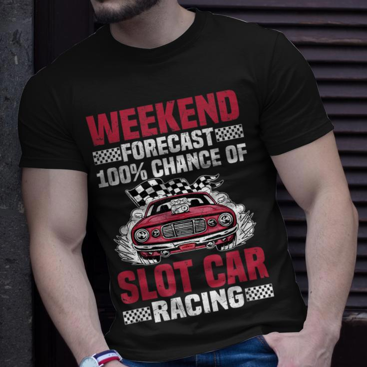 Weekend Forecast Slot Car Racing T-Shirt Gifts for Him