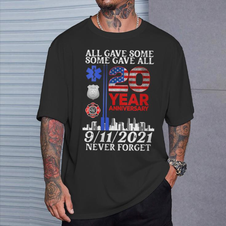 Never Forget 911 20Th Anniversary Patriot Day 2001 Flag Usa T-Shirt Gifts for Him