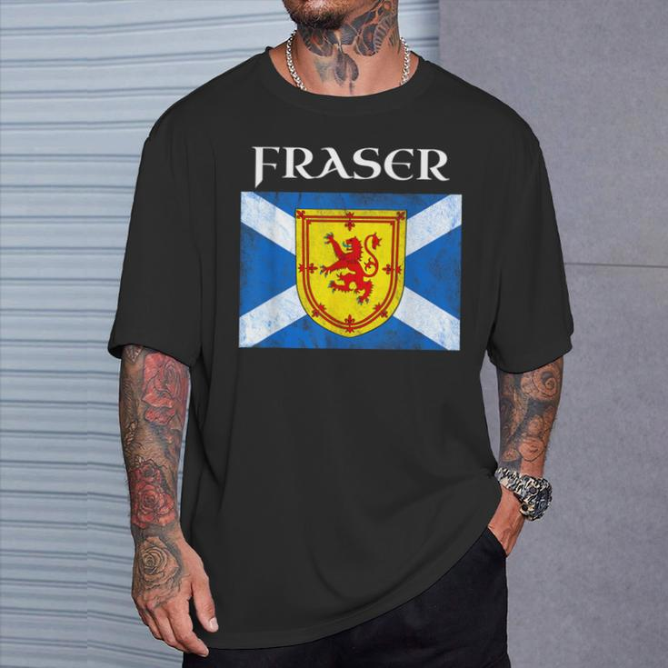 Fraser Clan Scottish Name Scotland Flag T-Shirt Gifts for Him