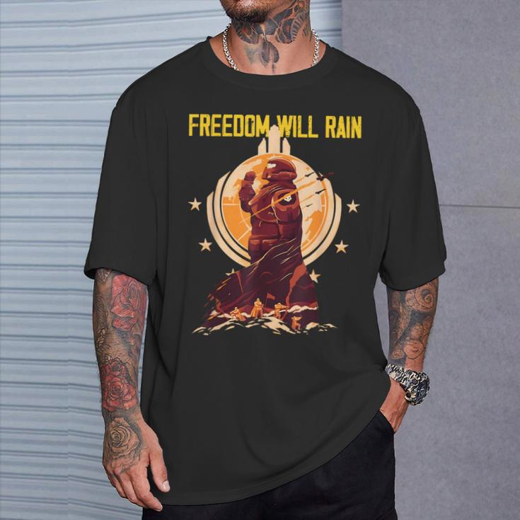 Freedom Will Rain Hell Of Diver Helldiving Lovers Outfit T-Shirt Gifts for Him