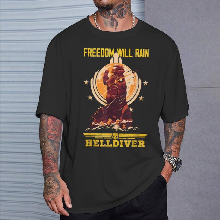 Freedoom Will Rain Game Platform Helldivers Hero For Men T-Shirt Gifts for Him