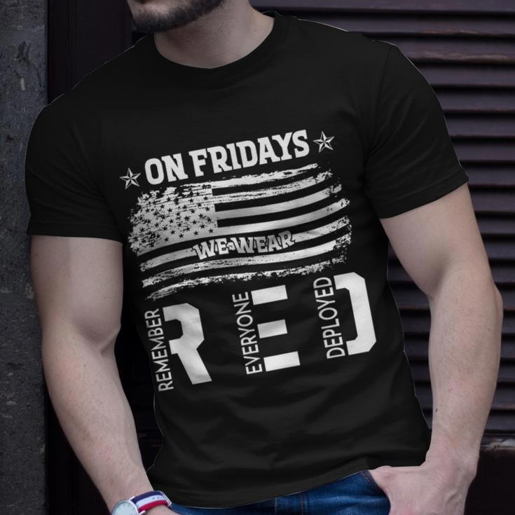 On Friday We Wear Red American Flag Military Supportive T-Shirt Gifts for Him