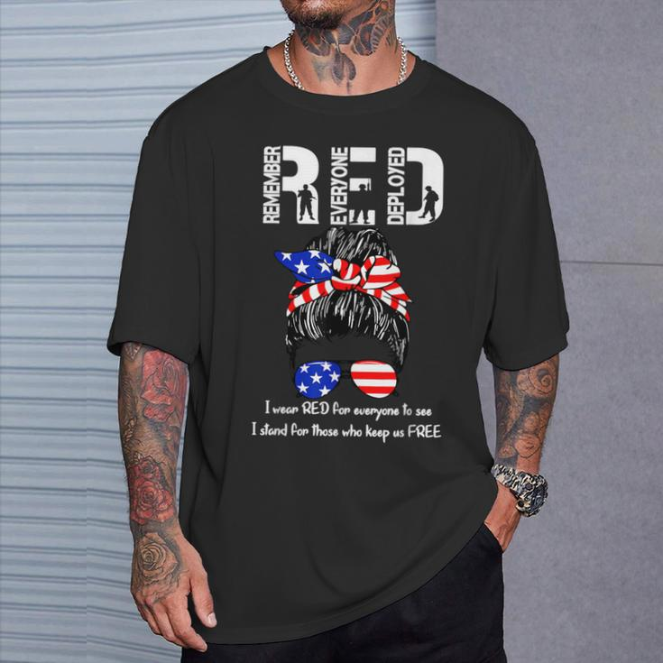 On Friday We Wear Red Military Support Troops T-Shirt Gifts for Him