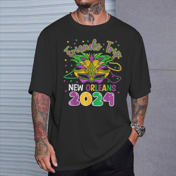 Friends Trip New Orleans 2024 Mardi Gras Masked T-Shirt Gifts for Him