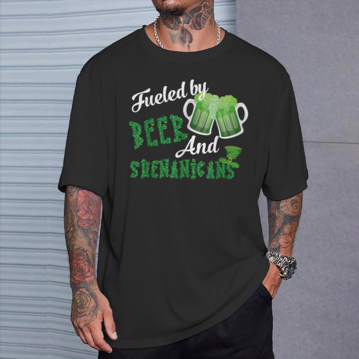 Fueled By Beer And Shenanigans St Patricks Day Beer T-Shirt Gifts for Him