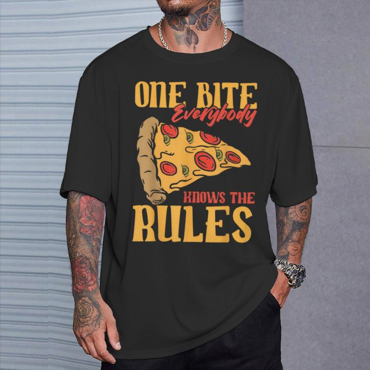 1 Bites Pizza Everybody Knows The Rules Food Lover T-Shirt Gifts for Him