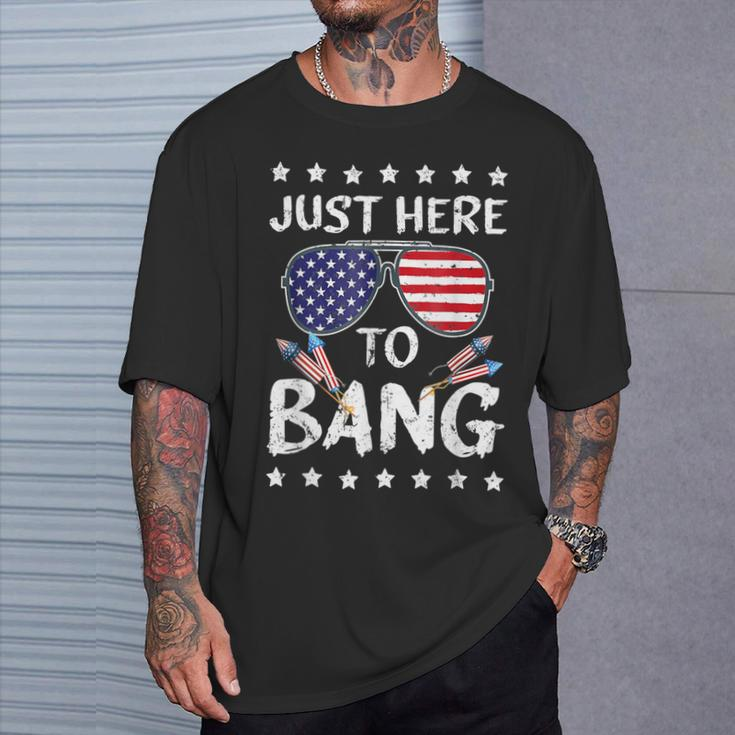 4Th Of July I'm Just Here To Usa Bang Flag Sunglasses T-Shirt Gifts for Him