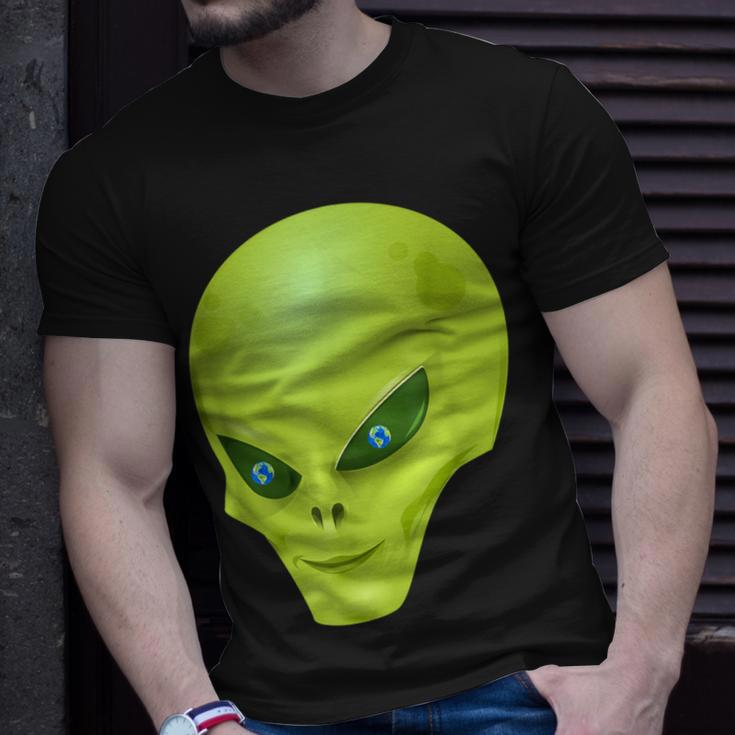 Alien With Earth Eyeballs Ufo Spaceship Novelty T-Shirt Gifts for Him