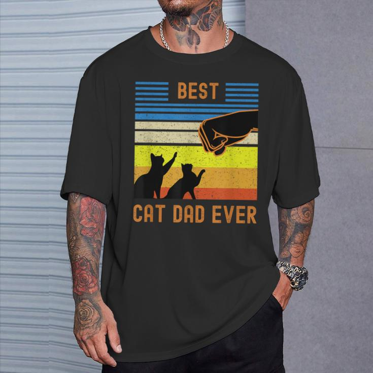 Best Cat Dad Ever Vintage Retro Cat Fist Bump T-Shirt Geschenke für Ihn
