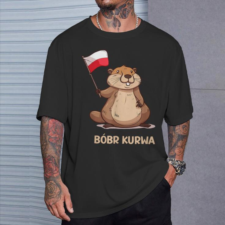 Bober Bóbr Kurwa Internet Meme Poland Flag Beaver T-Shirt Geschenke für Ihn