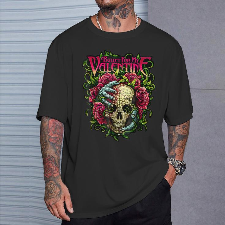 Bullet My Valentine Skull Roses And Red Blood Horror T-Shirt Gifts for Him