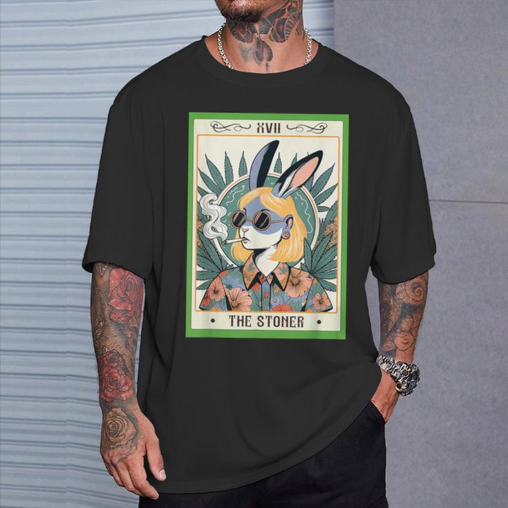 Bunny Cannabis Weed Lover 420 The Stoner Tarot Card T-Shirt Gifts for Him