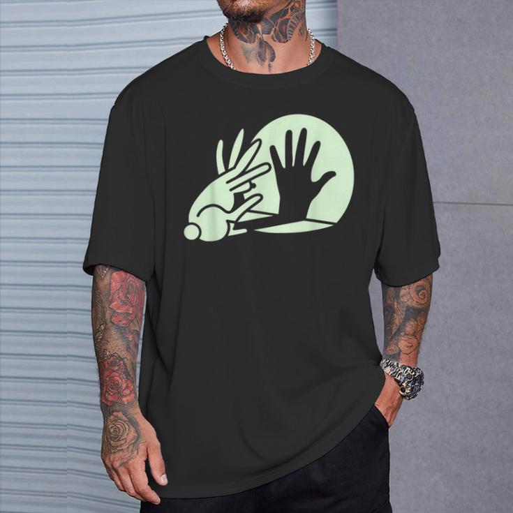 Bunny Hand Shadow Puppet Rabbit Humor T-Shirt Gifts for Him