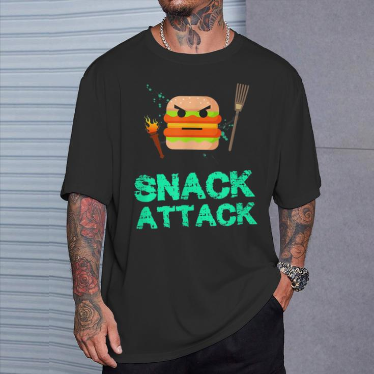 Burger Snack Attack Food Snacks T-Shirt Gifts for Him