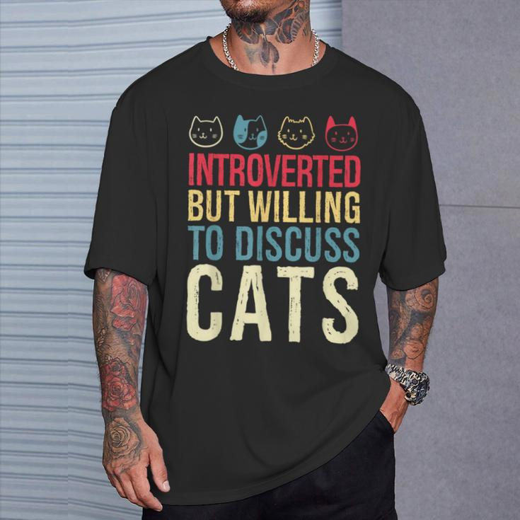 Cat Shy Person Cat Lover Introvert Cat T-Shirt Gifts for Him