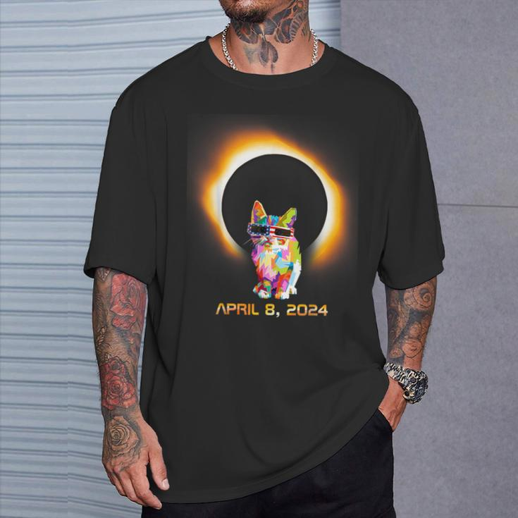 Cat Total Solar Sun Eclipse 2024 Totality Spring April T-Shirt Gifts for Him