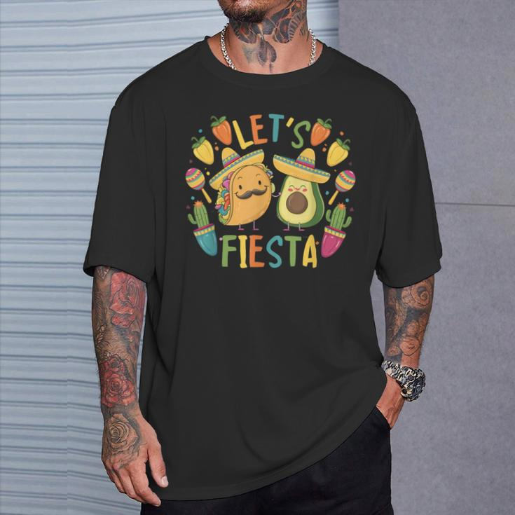 Cinco De Mayo Taco Avocado Mexican Party Let's Fiesta T-Shirt Gifts for Him