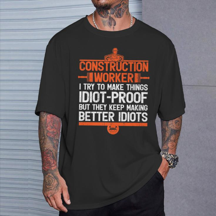 Construction For Dad Construction Worker T-Shirt Gifts for Him