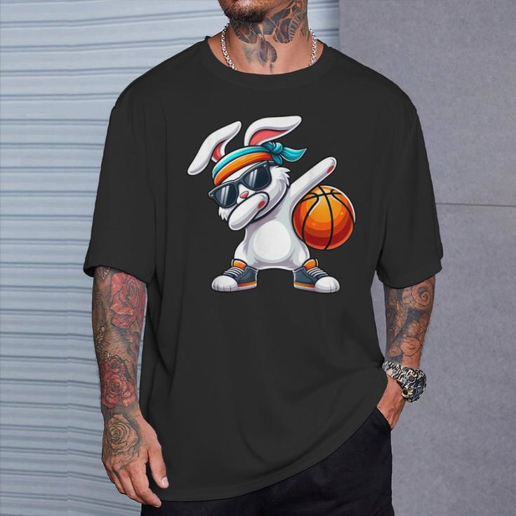 Dabbing Bunny Playing Basketball Easter Day Boys Girls T-Shirt Gifts for Him