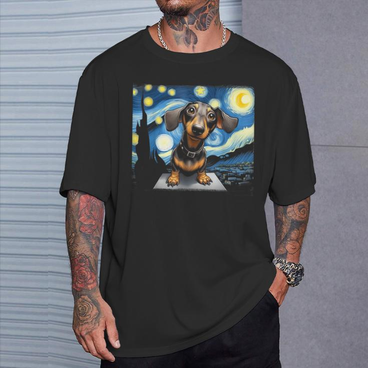 Dachshunds Sausage Dogs In A Starry Night T-Shirt Gifts for Him