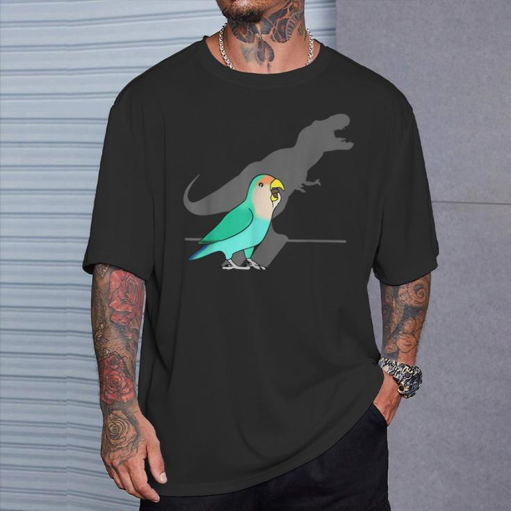 Dinosaur T-Rex Shadow Dutch Blue Peach Faced Lovebird T-Shirt Gifts for Him