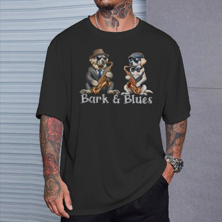 Dogs Playing Saxophone Barks And Blues Jazz Lover T-Shirt Gifts for Him