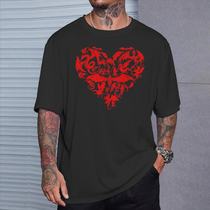 Dragon Heart Valentine Day Animals Dragon Lover T-Shirt Gifts for Him