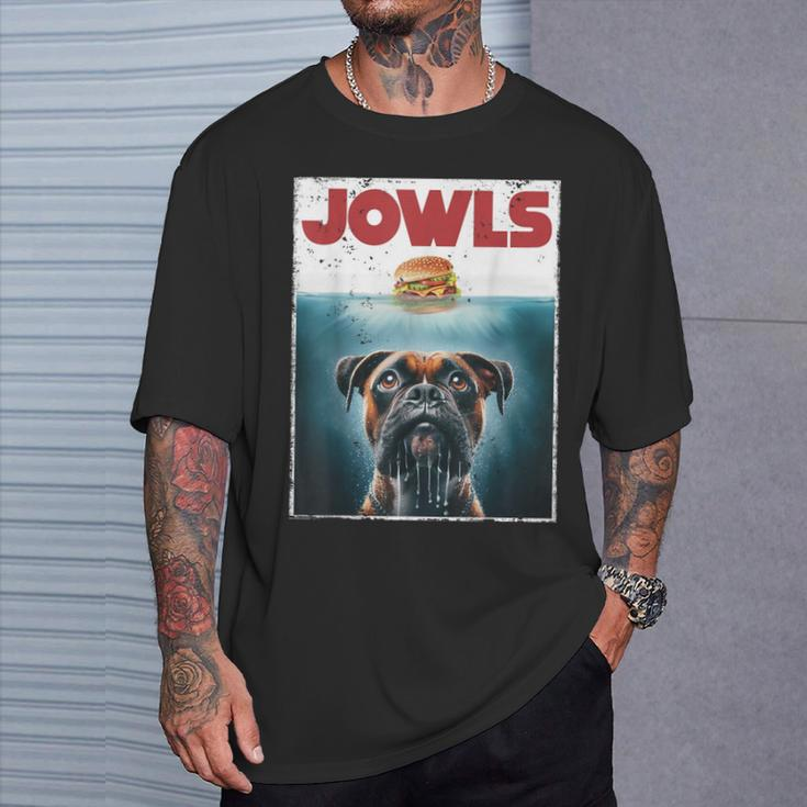 Drooling Boxer Jowls Fawn Dog Mom Dog Dad Burger T-Shirt Gifts for Him