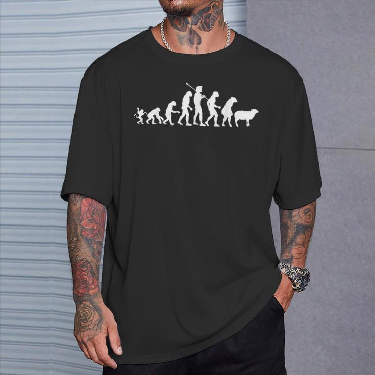 Evolution Man Evolved Into Sheep T-Shirt Gifts for Him