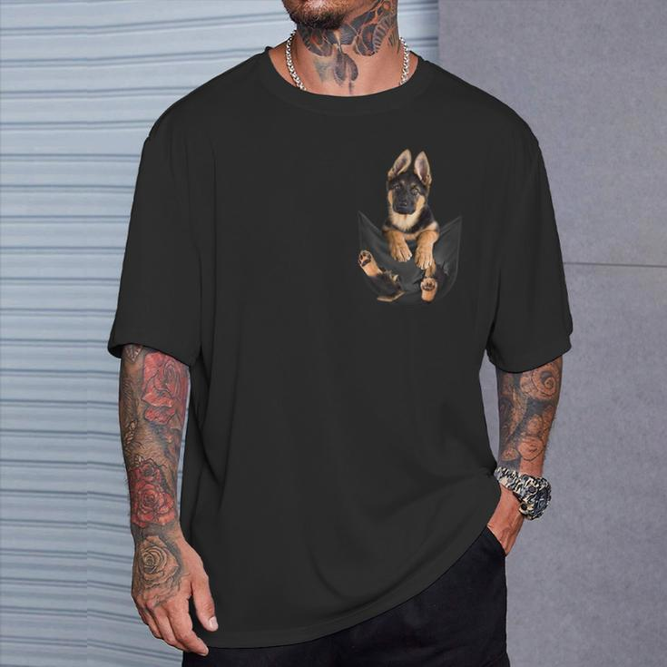 German Shepherd In Your Pocket For Alsatian Lovers T-Shirt Gifts for Him