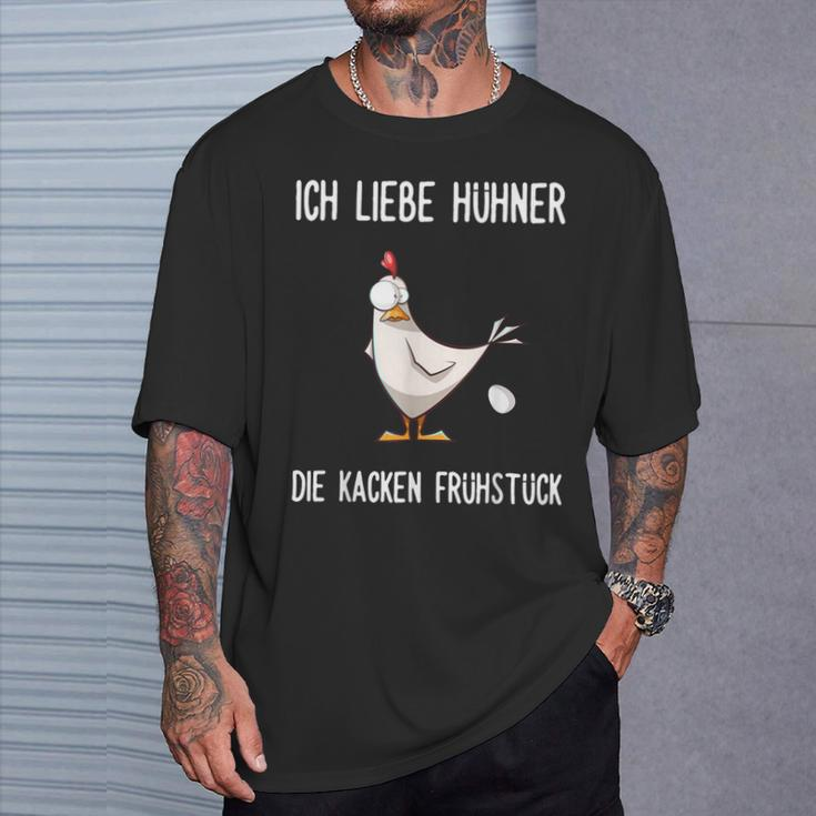 With German Text Ich Liebe Hühner Die Kacken Frühstück T-Shirt Geschenke für Ihn