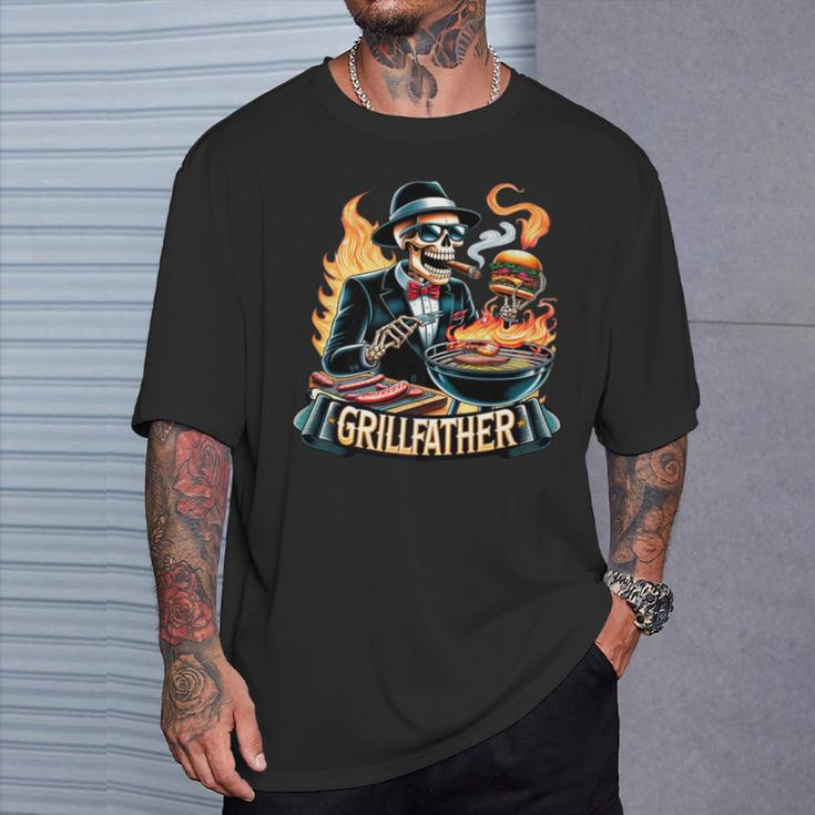 Grill Father Skeleton Dad Joke Grillfather Fathers Day T-Shirt Gifts for Him