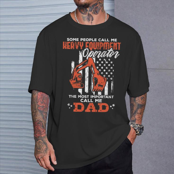 Heavy Equipment Operator Dad Usa Flag Patriotic T-Shirt Gifts for Him