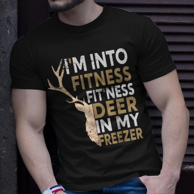 Hunter Dad I'm Into Fitness Deer Freezer Hunting T-Shirt Gifts for Him