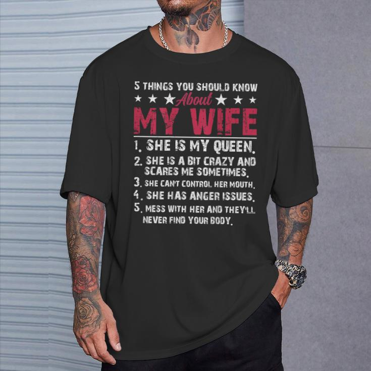 Husband 5 Things You Should Know About My Wife T-Shirt Gifts for Him