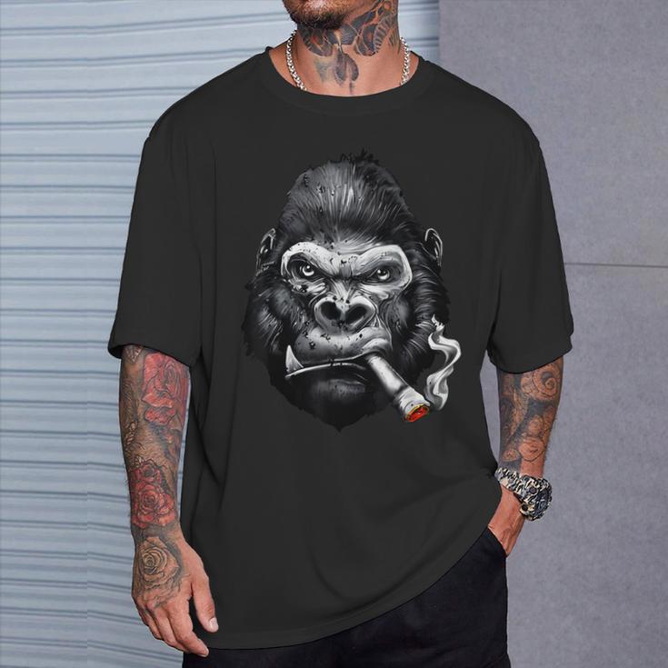 Monkey Cigar Gorilla Smoking Cigarette T-Shirt Gifts for Him