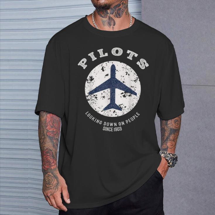 Pilot Quote Retro Airplane Vintage Aircraft Aviators T-Shirt Gifts for Him