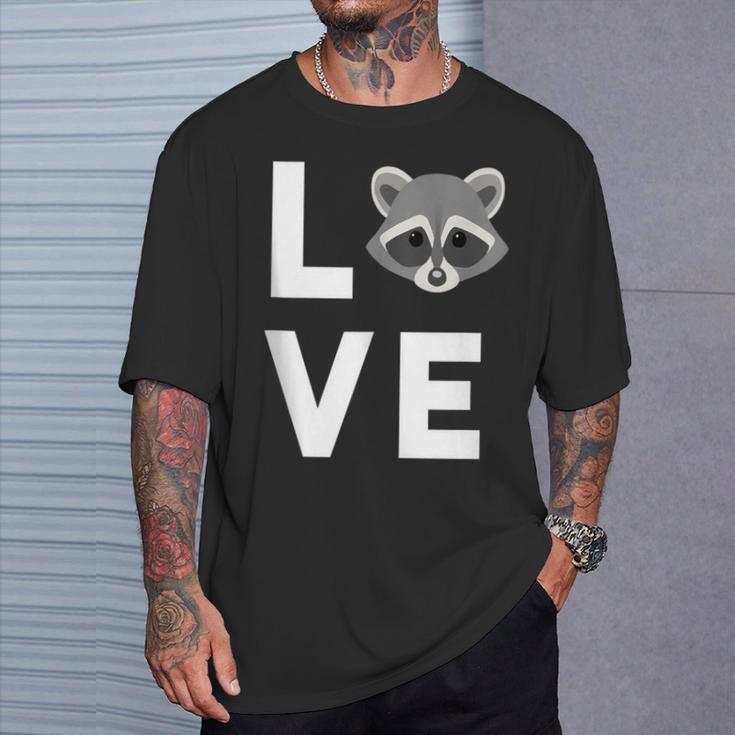 Raccoon Face Animal Lover Cute I Love Raccoons T-Shirt Gifts for Him