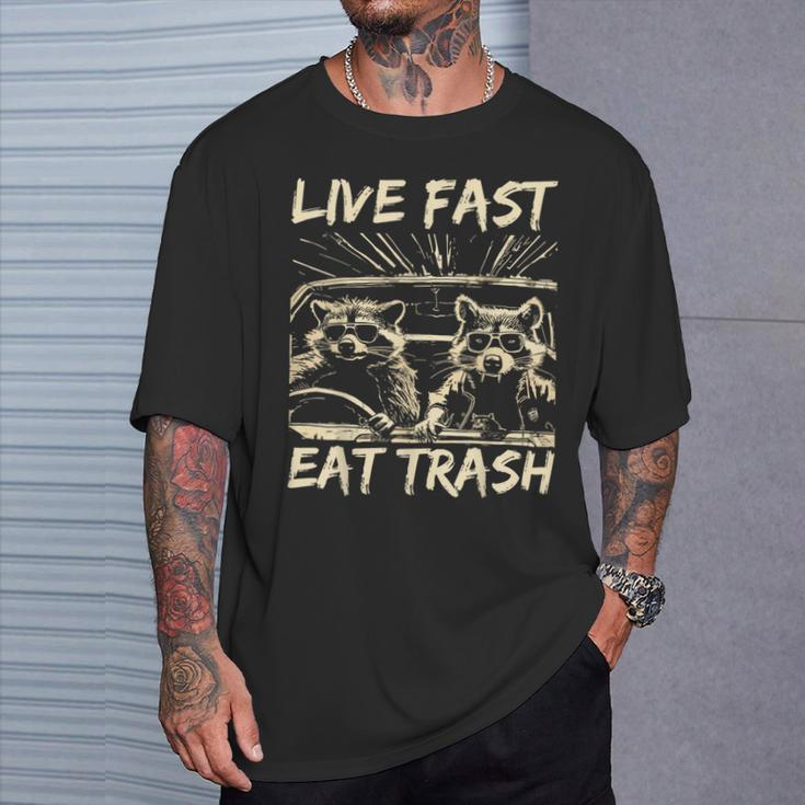 Raccoon Live Fast Eat Trash Street Cats Squad T-Shirt Gifts for Him