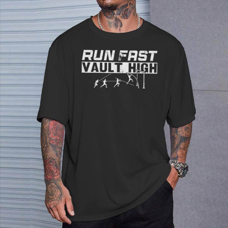 Run Fast Vault High Pole Vault T-Shirt Gifts for Him