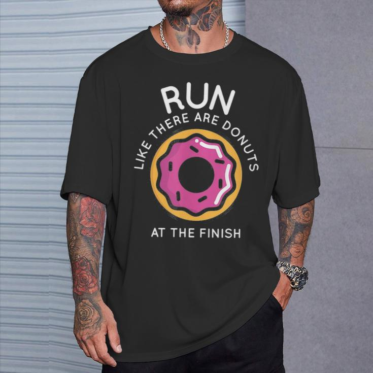 Running Donuts Marathon Mens Motivation T-Shirt Gifts for Him