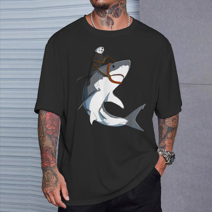 Sea Otter Riding Shark T-Shirt Gifts for Him