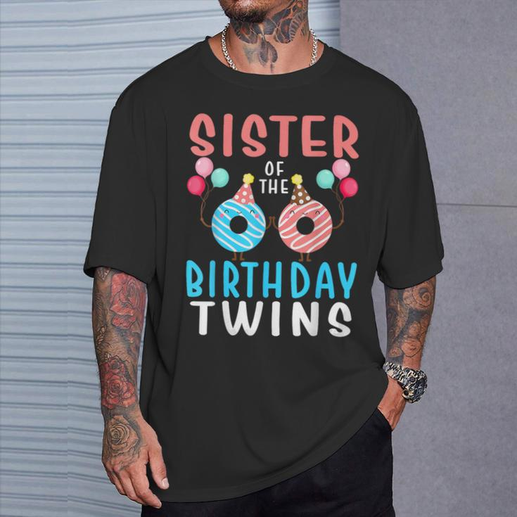 Sister Of The Birthday Twins Donut T-Shirt Gifts for Him