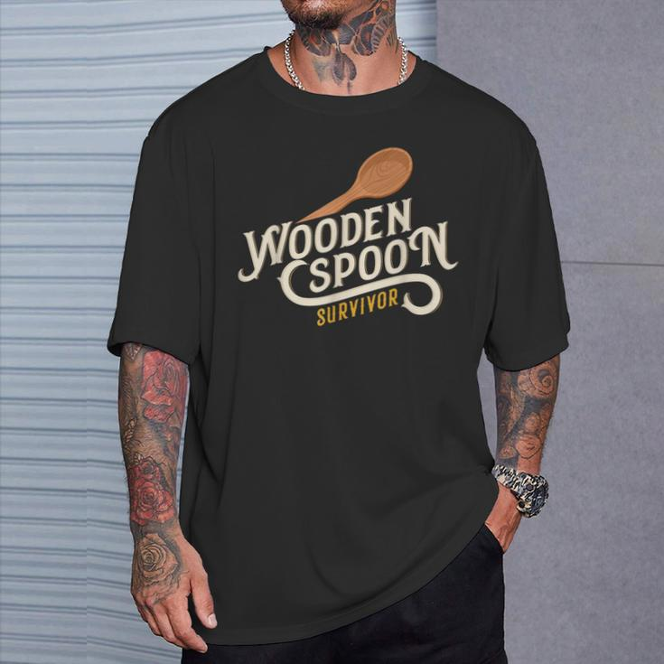 Wooden Spoon Survivor Vintage Retro Humor T-Shirt Gifts for Him