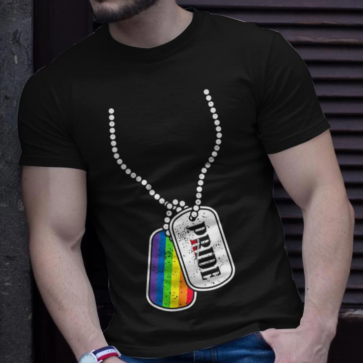 Gay Pride Flag Lgbt Military Dog Tag T-Shirt Gifts for Him